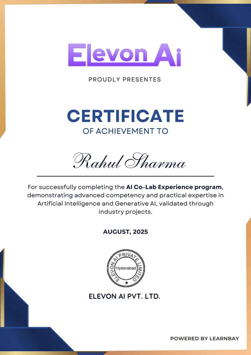 Elevon Certificate