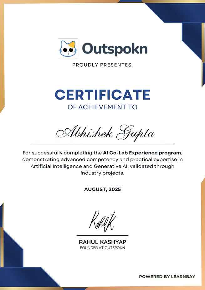 Outspoken Certificate