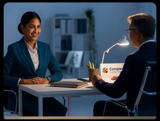 Interview discussion at a table