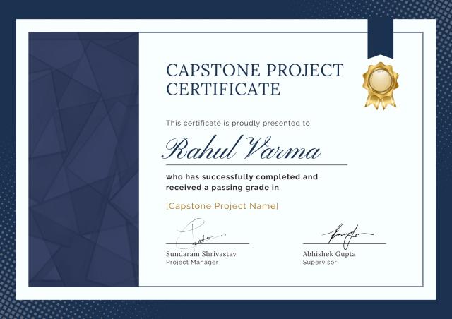 Capstone Project Certificate from Renowened Industry