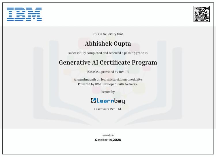 Learnbay - Sample GenAI IBM Certificate Course